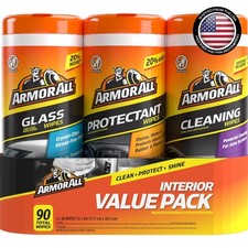 90 Count Car Wipes Set: Protectant, Glass  Cleaning Wipes Bundle