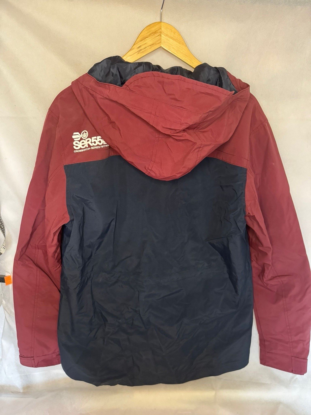 Men’s Crosshatch Coat Jacket Navy Red Burgandy Size Xl Extra Large image 2