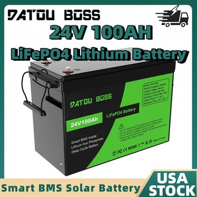 24V 100AH LiFePO4 Lithium Battery 100A BMS for RV Off-grid Solar Marine Camping