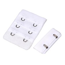 Bra Hook And Eye Replacement Closure Nylon White Silver 2 Rows 1 Pair