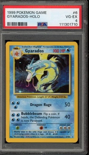 Pokemon Gyarados Base Set Unlimited Holo Rare #6 PSA 4