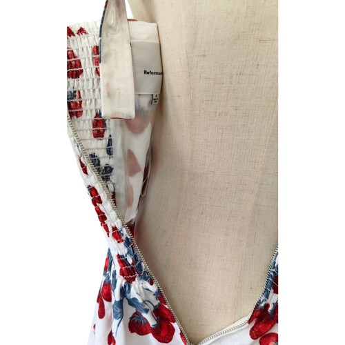 Reformation Balia Linen Sleeveless Basque-Waist Midi Dress Strawberry Jam US 6 - Picture 12 of 12