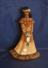 Fenton Bridesmaid glass figurine 7 inches tall HP M Wagoner on Chocolate glass