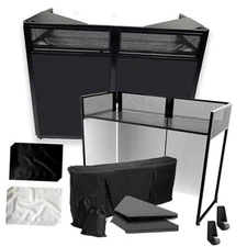 2025 Upgraded Portable DJ Booth Table with Wheels, 43" x 25" Tabletop for DJ 