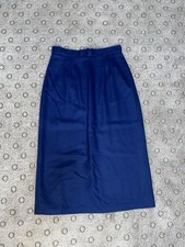 VTG Sag Harbor Women s Navy Blue Midi Pencil Skirt Size 9/10 Back Slit 100 Wool