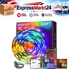 KSIPZE 100ft LED Strip Lights RGB Music Sync App Control for Bedroom