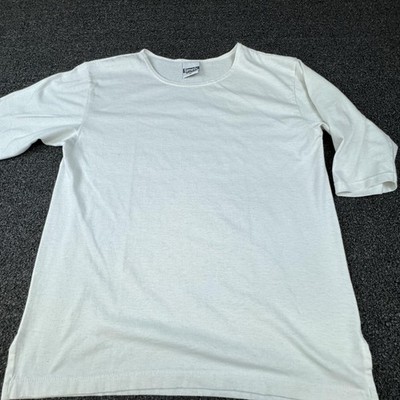 VTG Simply Basic Shirt Womens XL White 3/4 Sleeve Crew Neck Casual Solid Tee Top