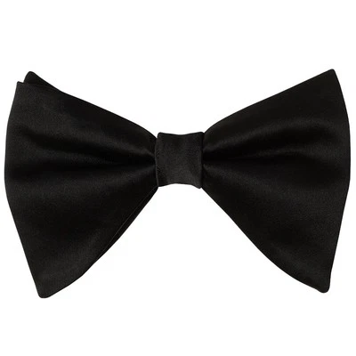 TIESRUS Mens Plain Black Oversized Satin Bow Tie Wedding Formal Prom Dickie Bow