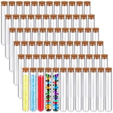 200 Pcs Clear Plastic Test Tubes with Cork Stoppers 10 ml Small Test Tubes wi...