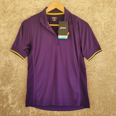 Asics Break Damen-Poloshirt Größe Medium lila Tennis-Top Motion Dry Mesh neu mit Etikett