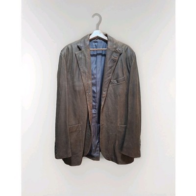 Massimo Dutti Brown Leather Jacket Size 46r