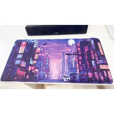 Pixel Art Cyberpunk City Large Mouse Pad 23.6"x11.5" Anti-Slip Desk Deor
