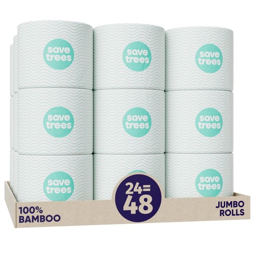 Bamboo Toilet Paper -24 Rolls Of Septic Safe Organic Toilet Paper 3-ply, 300 ...