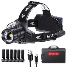 ET Head Torch Rechargeable, Super Bright 100000 LM LED Headlamp with 5 Modes ...