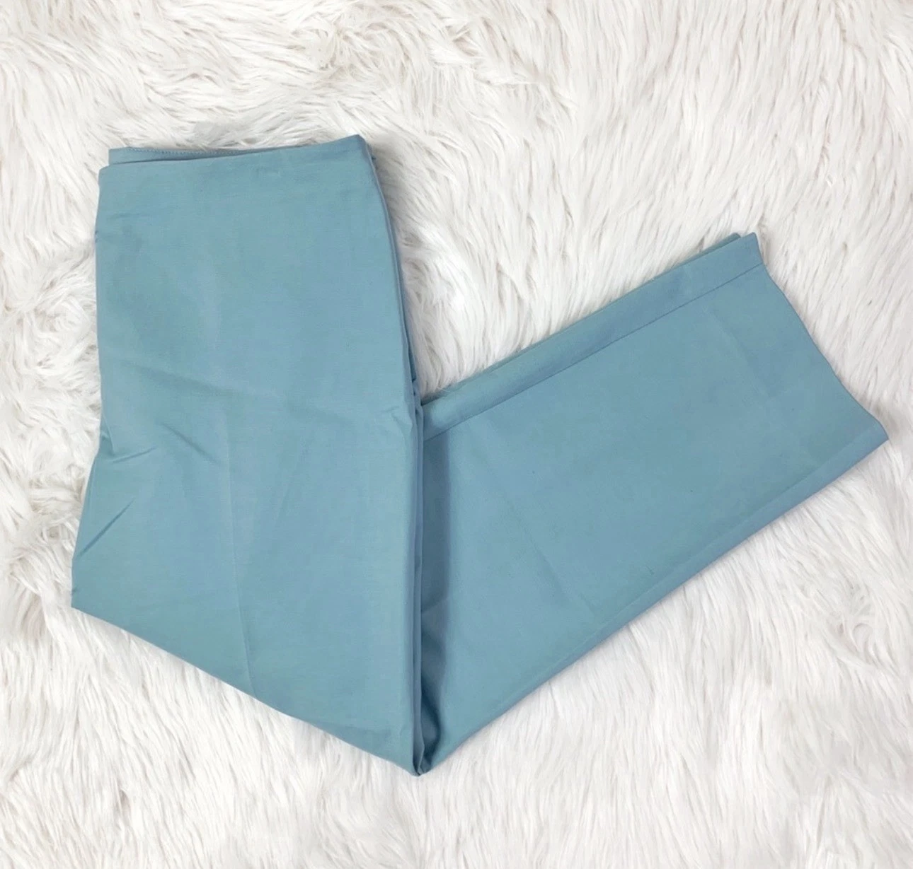 St John Blue Cropped Pants Womens 8 Knit Straight Leg Side Zip Career Capri