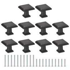 10 Pack Cabinet Knobs 1.2 Inch 30mm Square Dresser Knobs Black