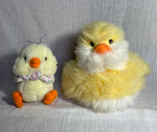 Lot of 2 Yellow Chicks Plush Russ 10" tall Waddles  Fairview 7" tall