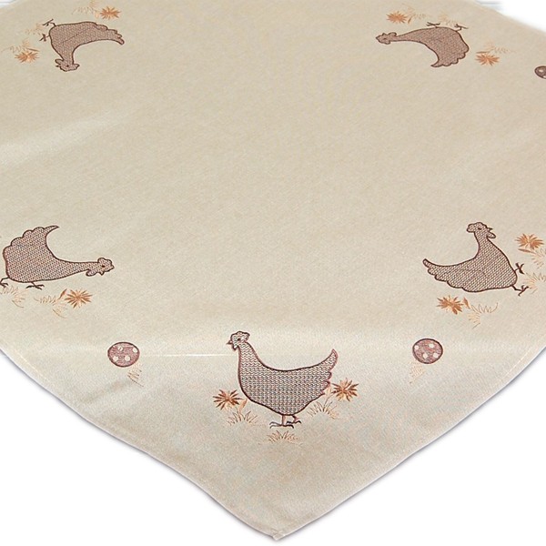 Tischdecke 85X85 Mitteldecke Ostern KüChe Hossner Huhn Ostertischdecke Bestickt-image