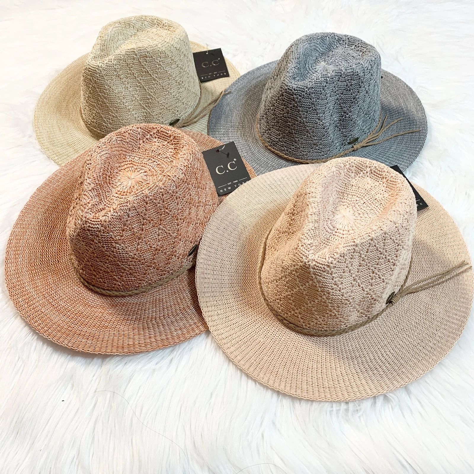 C.C Diamond Knit Brim Hat, C.C Summer Hat, C.C Sun Hat, Premium Hat, Brim Hat
