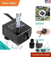 Ultra Quiet 53GPH 200L/H, 3W Submersible Mini Water Pump Comes with 2 Nozzles...