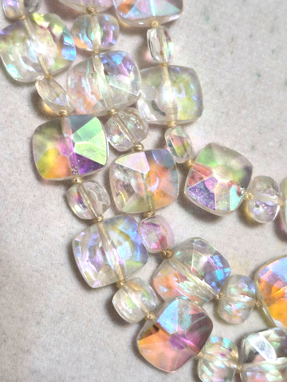 Vintage Glass rectangular Aurora Borealis Crystal… - image 2