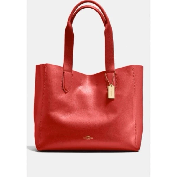 バッグ RARE COACH ERGO LEATHER TOTE BAG RED COACH Rexy Sport Red Luxury Designer Leather Field Tote 22 CF084