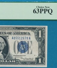 $1.00 1934 FUNNY BACK  BLUE SEAL SILVER CERTIFICATE PCGS CHOICE NEW 63PPQ