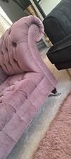 Handmade Large Aubergine Chesterfield Loveseat,  With Chrome Casters.