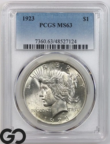 1923 Peace Dollar PCGS MS 63 ** Lustrous Blazer!