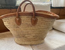 STRANDTASCHE AUS PALMBLATT MIT LEDERRAND Ibiza - kurzer Leder Henkel