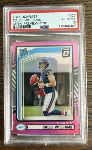 2024 Rated Rookie Caleb Williams #327 Optic Preview Pink Prizm (RC) PSA 10
