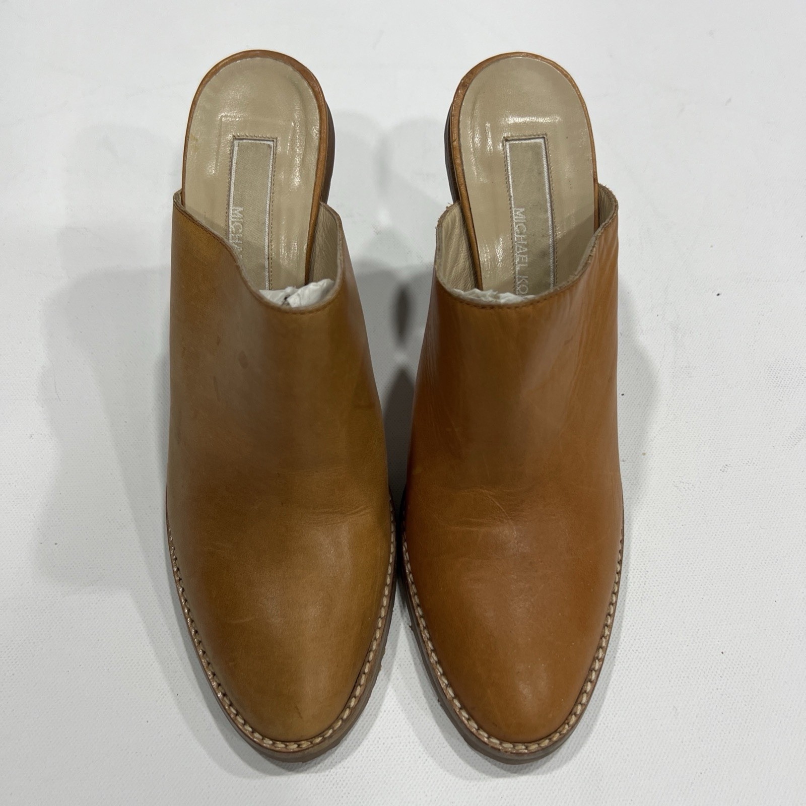 Michael Kors Women’s Leather Heeled Clogs Size 6.5. Brown Slip On.