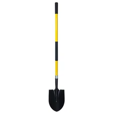 Heavy Duty Gardening Shovel, 56 Inch Round Blade with Fiberglass Handle (Yellow)