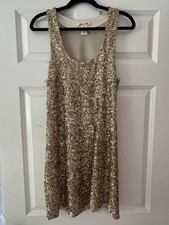Alice + Olivia Women’s Gold Sequin Sleeveless Racerback Mini Dress Size S