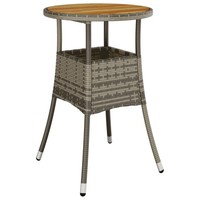 Gartentisch Ø60X75 Cm Akazienholz Und Poly Rattan Grau