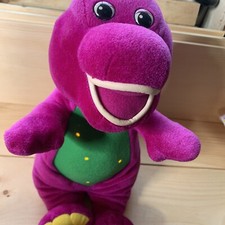 RARE Fischer Price Friends Barney Plush Talks Lights Up  TESTED  15  Vintage