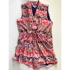 Q&A Women’s Large Wrap Front Shorts Romper Multicolored Sleeveless Leopard Print