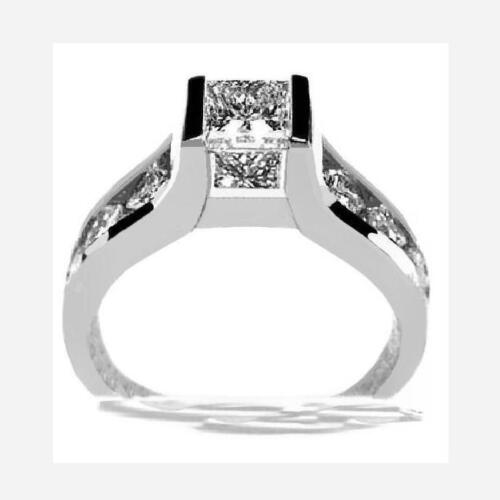 1.15CT GENUINE G COLOR PRINCESS CUT DIAMOND ENGAGEMENT RING 14K WHITE GOLD PD63G - Picture 6 of 9