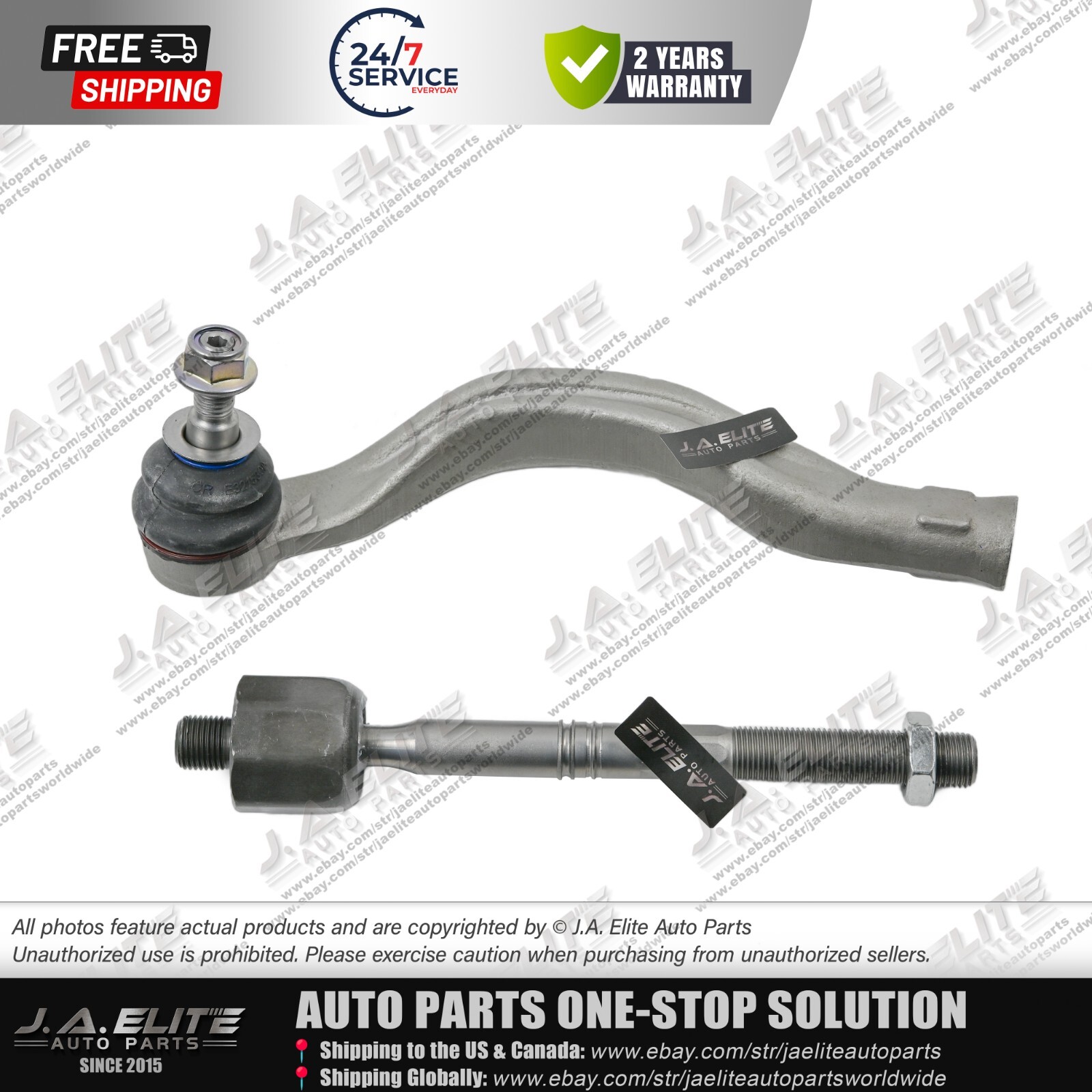 Left Outer & Inner Tie Rod End for Maserati Quattroporte, Electronic Steering