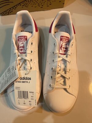 adidas Stan Smith J UK5 White Pink Trim Lace up Trainers FX7522 Size 3 |  eBay UK