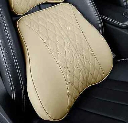 Car Neck Pillow Headrest Cushion Leather Lumbar Support For Seat Accessories - Picture 34 of 40
