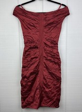 Nicole Miller Red Ruched Off The Shoulder Mini Dress Bodycon Cocktail Holiday 2