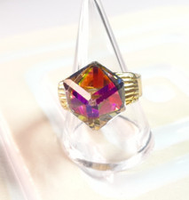 Chunky Glass Ring Glass Cube Stainless Steel Ring Statement Ring Gift for Her