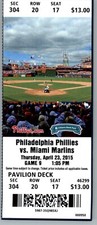 Miami Marlins vs  Phillies 4/23/2015 Ticket - Giancarlo Stanton HR #158