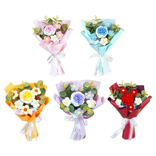 Crochet Flower Bouquet Rose Handmade Knitted Eternal Flowers Bouquet GV - Picture 11 of 18