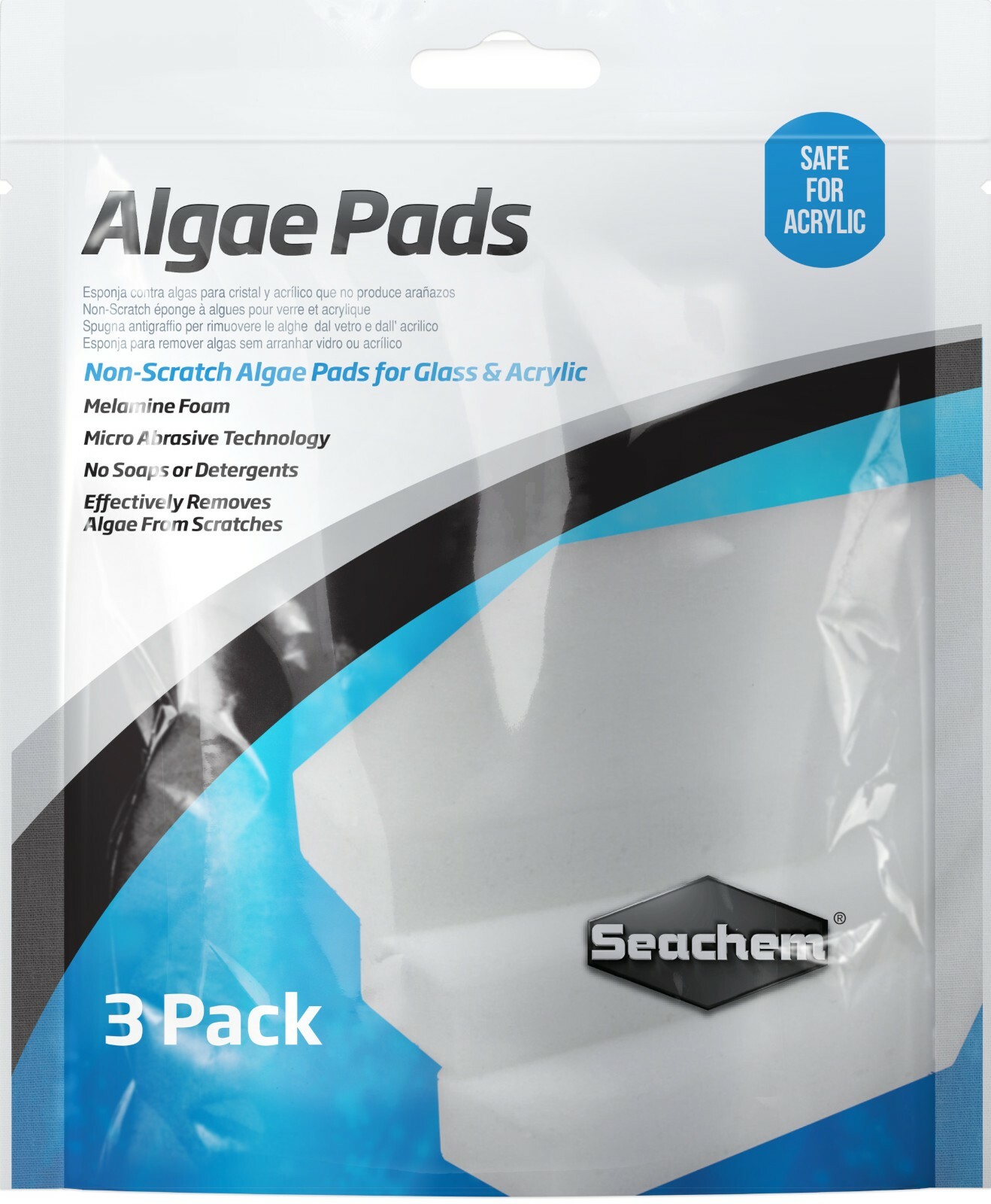 Seachem Algae Pad 3 Pack Aquarium Fish Tank Hand Held Algae Cleaning Pad Glass