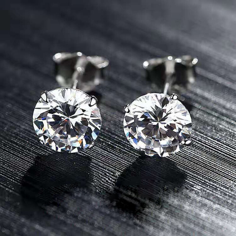 X Classic Sterling Silver Small Cubic Zirconia Stud Earrings For Men Women