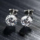 Zirconia Stud Earrings For Men Women 2 X Classic Sterling Silver Small Cubic