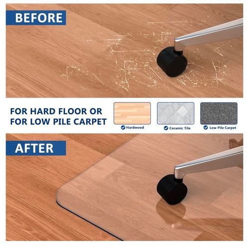 Clear Chair Mat For Low Pile Carpet & Hard Floor Protector 1/5” thick (40”x48”) - Picture 4 of 15