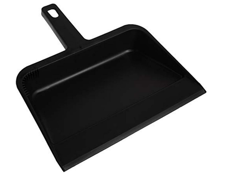 Genuine Joe 12-Inch Heavy-Duty Plastic Dust  Pan -  Black,  Durable  &  Reliable
